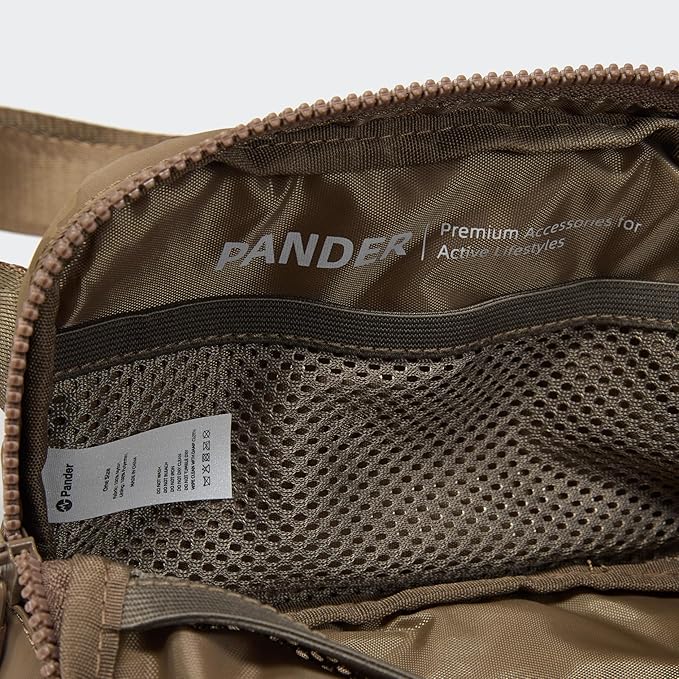 Pander Two Way Zipper Fanny Pack Nylon Everywhere Belt Bag for Women, Water Repellent Waist Packs, Crossbody Bags with Adjustable Strap (Gray Brown)