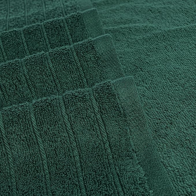 Tens Towels Pack of 8 Towels Set, 2 Extra Large Bath, 2 Hand, 4 Washcloths, 100% Cotton, Lighter Weight, Quicker to Dry, Super Absorbent, Perfect for Bathroom, Hunter Green