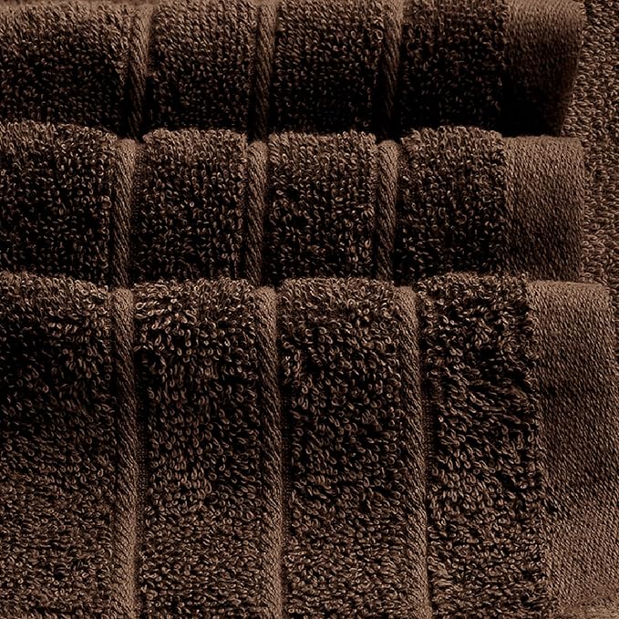 Tens Towels Pack of 8 Towels Set, 2 Extra Large Bath, 2 Hand, 4 Washcloths, 100% Cotton, Lighter Weight, Quicker to Dry, Super Absorbent, Perfect for Bathroom, Brown