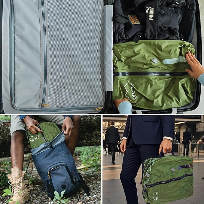 ONTYZZ Travel Vacuum Compression Bags Space Saver Vacuum Bags Reusable Compression Bag with IP67 Waterproof Zipper for Travel Suitcases and Backpack,One Pack Green(NO PUMP!)