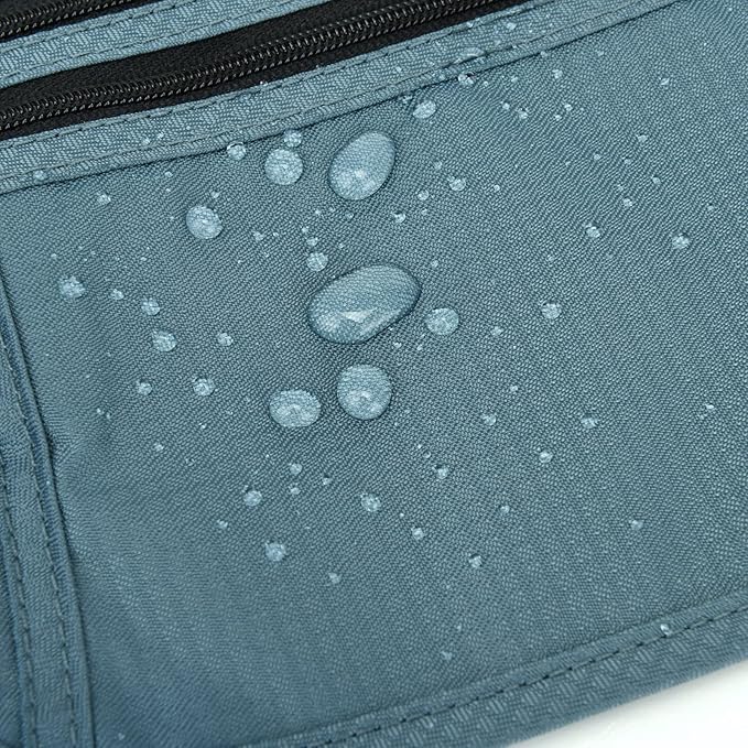 RFID Blocking Money Belt for Men Women, Slim Fanny Pack for Travel,Running,Conceal Waist Wallet for Passport Holder,Phone,Cash(Black Turquoise)