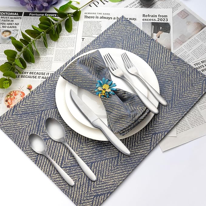 40 Pieces Silverware Set, Stainless Steel Flatware Set for 8, Matte Satin Polished Cutlery Set Include Forks Spoons and Knives, Dishwasher Safe Utensils Set for Home Restaurant