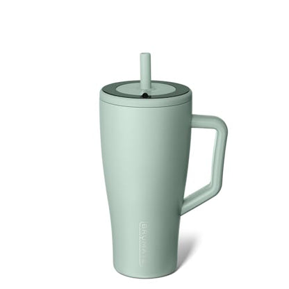 BrüMate Era 30 oz Tumbler with Handle and Straw | 100% Leakproof Insulated Water Bottle Tumbler with Lid and Flexible SoftSip Straw | Made of Stainless Steel | Cup Holder Friendly | 30oz (Sage)