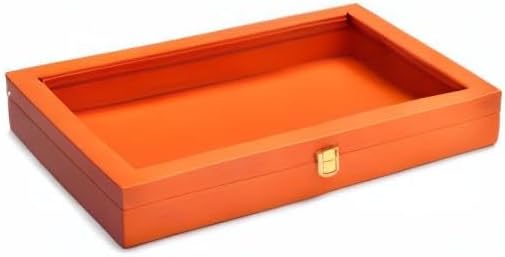 Oirlv Clear Lid Flat Jewelry Tray Stackable Display Storage Box Premium Leather Drawer Insert Jewelry Display Box for Rings Earrings Necklaces Bracelet Women Gift