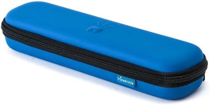Triple Bristle Sonic Toothbrush Travel Case | Portable, Breathable & Hard Protection for Traveling, Camping, Office or Purse | Mesh Pocket for Accessories | BLUE