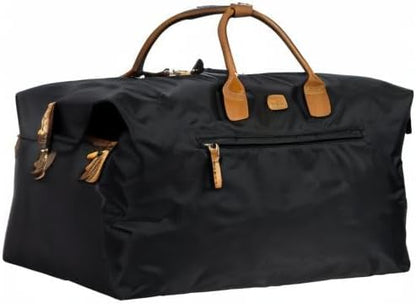 Bric's X-Travel Deluxe Duffle for Men and Women - Lightweight Overnight Carry On Travel Luggage with Tuscan Leather Trim and Sleeve Attachment - Water-Resistant Weekender or Gym-Ready Duffel