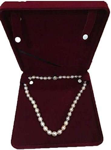 Jewelry Set Velvet Box Necklace Earring Ring Necklace Bracelet Gift Display Case Wedding Jewelry Storage Holder (Wine Red for Long Pearl Chain)