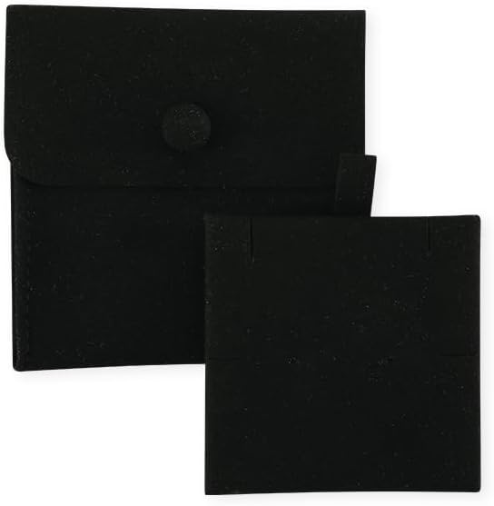 10pc Small Jewelry Pouch For Necklace Stud Earring，Mini Ring Boxes Pouches Bags Organizer For Women,Travel Jewlery Box Case Storage （Black）