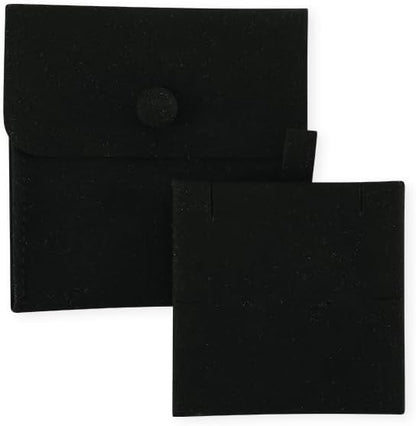 10pc Small Jewelry Pouch For Necklace Stud Earring，Mini Ring Boxes Pouches Bags Organizer For Women,Travel Jewlery Box Case Storage （Black）