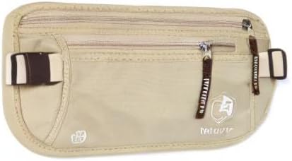 VENTURE 4TH Travel Money Belt - Slim Passport Holder RFID Blocking Travel Pouch to Protect Cash, Credit Cards and Travel Documents (Beige)
