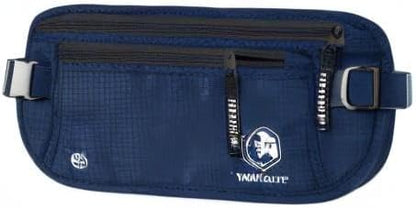 VENTURE 4TH Travel Money Belt - Slim Passport Holder RFID Blocking Travel Pouch to Protect Cash, Credit Cards and Travel Documents (Navy Blue)