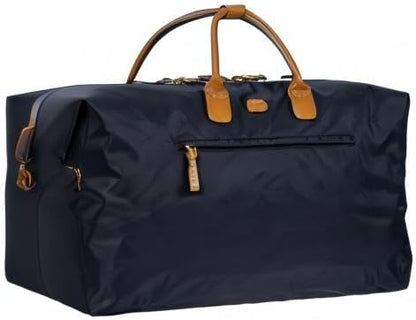 Bric's X-Travel Deluxe Duffle for Men and Women - Lightweight Overnight Carry On Travel Luggage with Tuscan Leather Trim and Sleeve Attachment - Water-Resistant Weekender or Gym-Ready Duffel