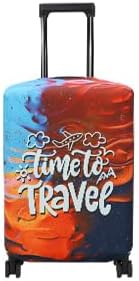 Explore Land Luggage Cover Suitcase Protector Fits 27-30 Inch Case (Time to Travel, L)
