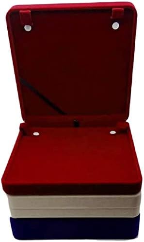 Jewelry Set Velvet Box Necklace Earring Ring Necklace Bracelet Gift Display Case Wedding Jewelry Storage Holder (Wine Red for Long Pearl Chain)