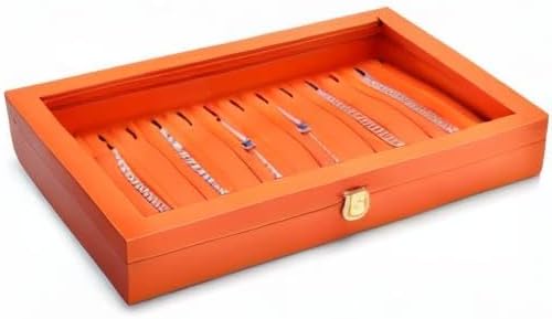 Oirlv Premium Leather Necklace Bracelet Organizer Tray with Acrylic Lid Jewelry Display Case Drawer Insert Jewelry Organizer for women