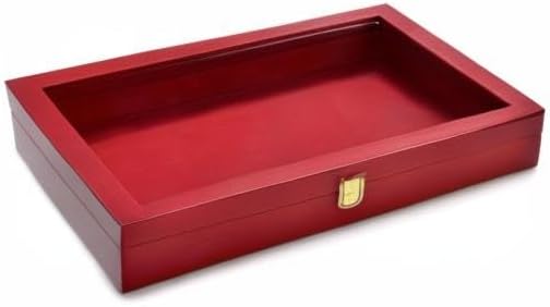 Oirlv Premium Red Leather Jewelry Tray with Acrylic Lid Jewelry Organizer Case Showcase Jewelry Display Organizer Box