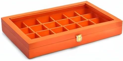 Oirlv 24 Grid Premium Leather Jewelry Organizer Tray with Transparent Lid Jewelry Display Case Drawer Insert Rings Earrings Holder