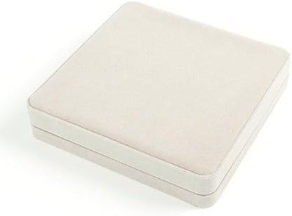 Jewelry Set Velvet Box Necklace Earring Ring Necklace Bracelet Gift Display Case Wedding Jewelry Storage Holder (Beige)