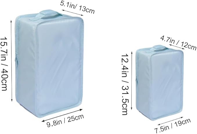 Travel Shoe Bags, Foldable Waterproof Shoe Pouches Organizer-Double Layer (2+2 Blue Shoebags)