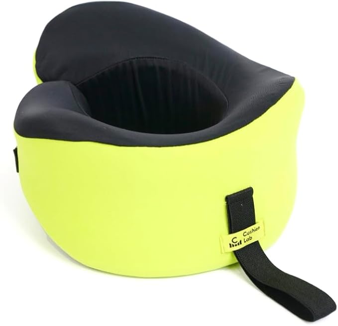 C CUSHION LAB Travel Pillow, Award-Winning Patented Ergonomic Design for Chin & Neck Support Memory Foam Neck Pillow, Compact Airplane Pillow for Traveling, Flight, Car (Spark, Large)