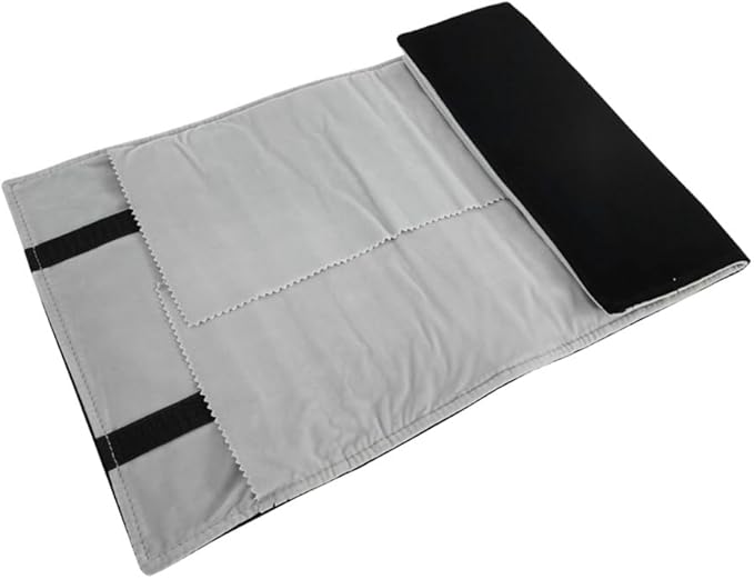 Velvet Travel Jewelry Case Roll Bag Organizer for Necklace Bracelet Earrings Ring (Black) (Black and Grey)