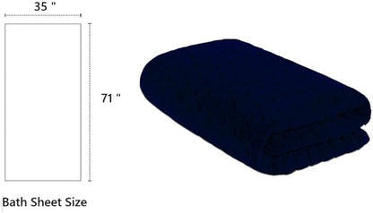 BAGNO MILANO Turkish Bath Towels, Soft Plush Jacquard Luxury Bath Towels, Quick Dry Towel Set (Navy, Bath Sheet)