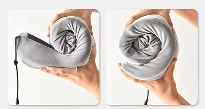 Airplane Travel Neck Pillow, 100% Memory Foam Ergonomic Neck Support, Airplanes Neck Pillow with Washable Cover Travel Essential for Flight & Office include Eye Mask, Earplugs & Carry Bag (Light Gray)