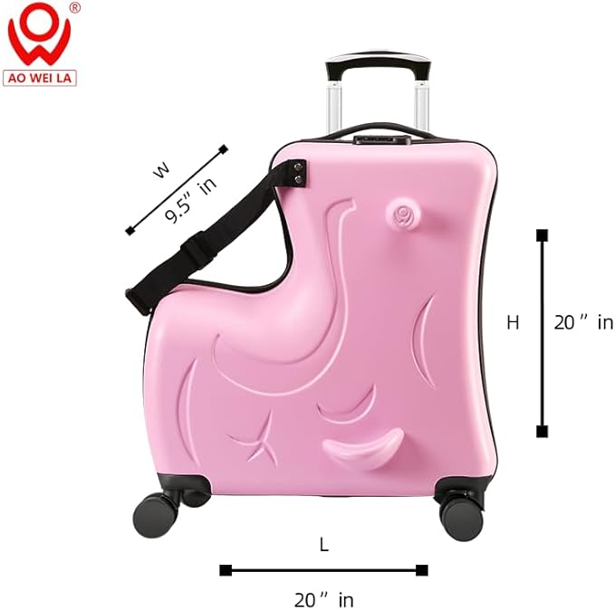 N-A Kids Ride On Suitcase with Wheels, Scooter Luggage for Toddlers Travel, Durable Children's Suitcase for Boys & Girls Ages 2-15 Years