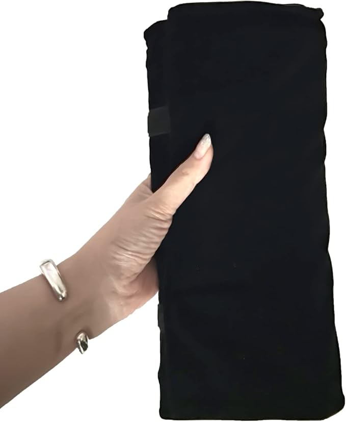 UnionPlus Velvet Travel Jewelry Case Roll Bag Organizer for Necklace Bracelet Earrings Ring, 6 PVC Pockets, Black Upgrade Version