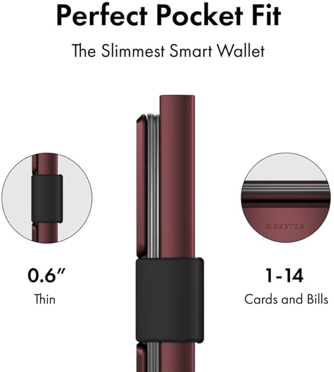 Ekster - Aluminum Cardholder Pro Wallet - All-Metal Aluminum Wallet for Men - Fits 7 Cards, RFID Blocking Layer, Ultra-Thin, Minimalist, Push Button, Card Access, Expandable, Trackable (Desert Red)