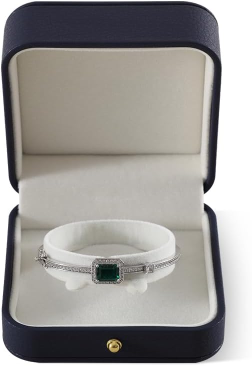 Bracelet Box, Leather Gift Box For Women,Premium Jewelry Boxes,Luxury Bangle Box (Dark Blue)