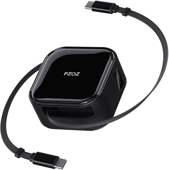 PZOZ Retractable USB C Charging Cable Two-Way Freely Retractable Charger/Data Type C 60W for Desktop Car Cable Management Organizers Suitable iPhone/Samsung/MacBook/iPad
