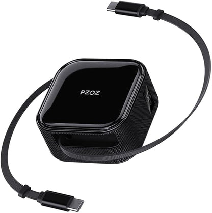 PZOZ Retractable USB C Charging Cable Two-Way Freely Retractable Charger/Data Type C 60W for Desktop Car Cable Management Organizers Suitable iPhone/Samsung/MacBook/iPad