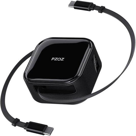 PZOZ Retractable USB C Charging Cable Two-Way Freely Retractable Charger/Data Type C 60W for Desktop Car Cable Management Organizers Suitable iPhone/Samsung/MacBook/iPad
