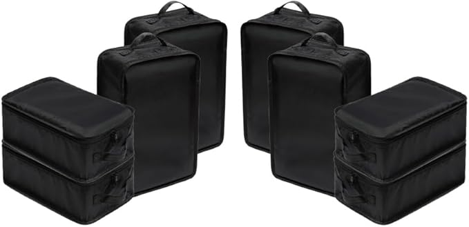 Travel Shoe Bags, Foldable Waterproof Shoe Pouches Organizer-Double Layer (8 Black Shoe Bags)