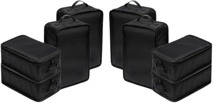 Travel Shoe Bags, Foldable Waterproof Shoe Pouches Organizer-Double Layer (8 Black Shoe Bags)