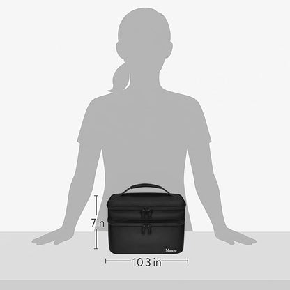 Mancro Dual Layers Medicine Organizer Bag, Pill Bottle Organizer Storage with Lockable Zipper, Medication Travel Bag for Pills, Vitamins, Medical Supplies for Home Storage, Black