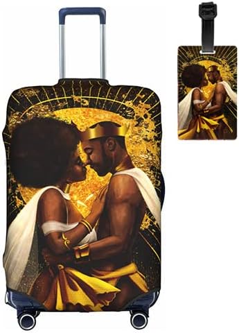 Luggage Covers - Suitcase Protector, Anti-scratch, Washable - Black, Large - African Queen And King Black Crown