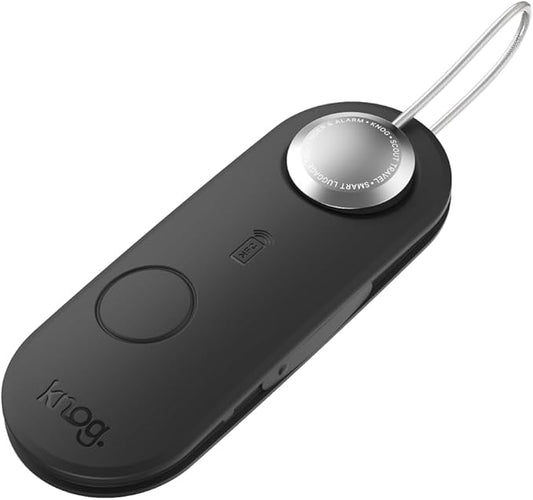 Knog Scout iOS Smart Tag, Tracker & 85d Alarm – Rechargeable Luggage Tag Compatible with iOS App & Apple Find My, Digital Contact Info, Remote Chime, Low Battery Alerts, Water-Resistant, Black