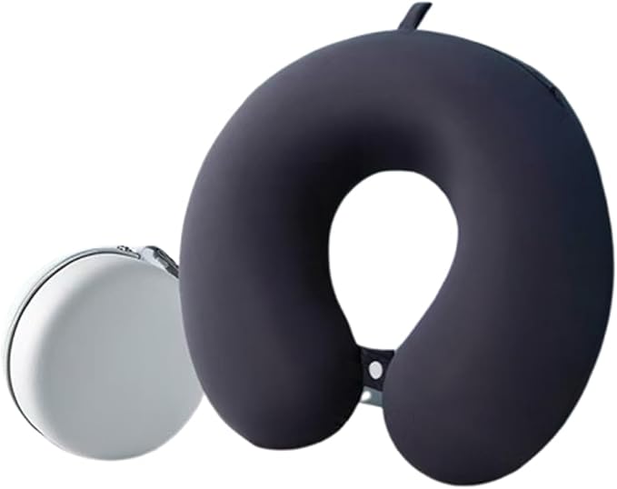 Memory Foam Travel Neck Pillow - Ergonomic & Compact Design for Airplane, Car Rides and Long Journeys (Gray)