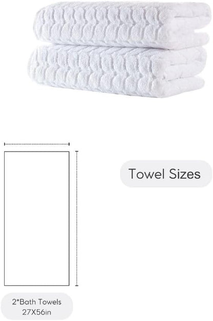 BAGNO MILANO Turkish Bath Towels, Soft Plush Jacquard Luxury Bath Towels, Quick Dry Towel Set (Cream, 2 pcs Bath Towel Set)