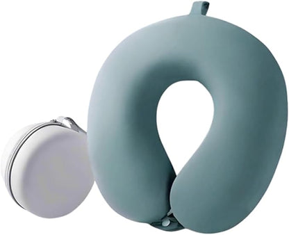 Memory Foam Travel Neck Pillow - Ergonomic & Compact Design for Airplane, Car Rides and Long Journeys (Cyan)