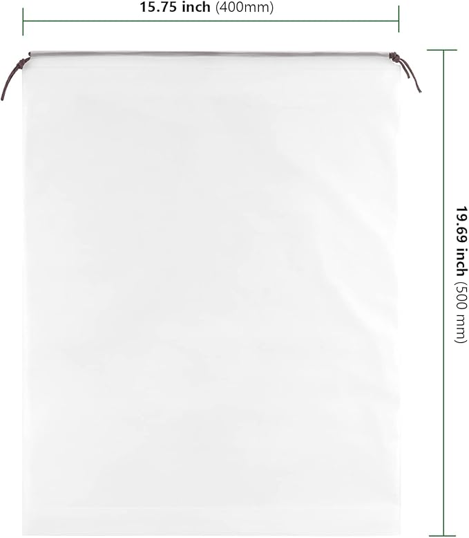 HAKZEON 100 PCS 16x20 Inch Clear Plastic Drawstring Bags, Portable Translucent Shoes Storage Organizers Pouch with Rope, Thickness 2 Mil Travel Bags for Sneakers, Dress Shoes, Slippers, Sandals
