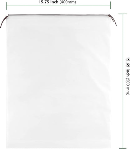 HAKZEON 100 PCS 16x20 Inch Clear Plastic Drawstring Bags, Portable Translucent Shoes Storage Organizers Pouch with Rope, Thickness 2 Mil Travel Bags for Sneakers, Dress Shoes, Slippers, Sandals