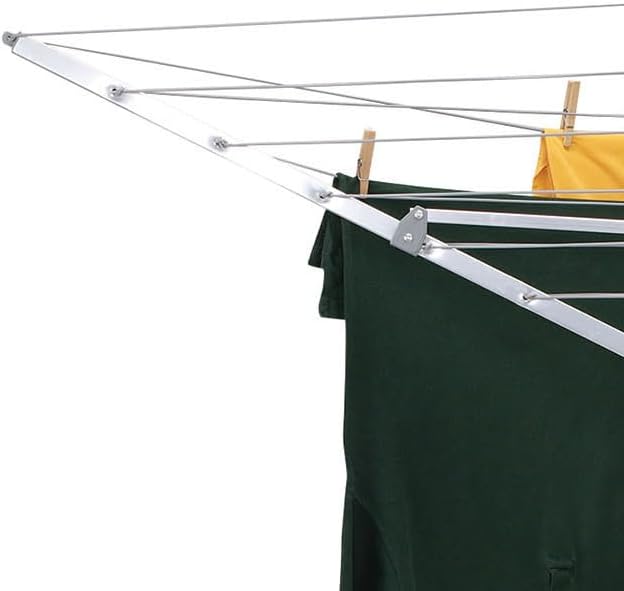 Household Essentials Portable Umbrella Clothesline, 64 Ft of Hanging Space, Pre-Strung with Stable Base, Silver