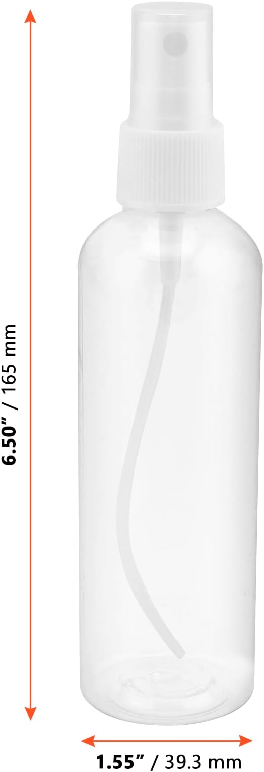 SINJEUN 50 Pack Clear Plastic Spray Bottles with Caps, 4 oz Spray Bottles Mist Sprayer, Refillable Empty Fine Mist Spray Bottle Mini Travel Size Spray Bottles, Leak Proof and BPA-Free