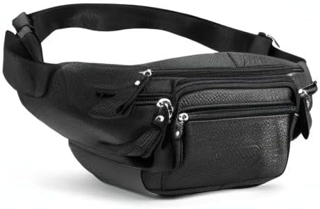 Leather Waist Bag Multiple Pockets Fanny Pack for Women Men Daily Life and Travel Outdoor