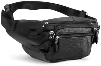 Leather Waist Bag Multiple Pockets Fanny Pack for Women Men Daily Life and Travel Outdoor