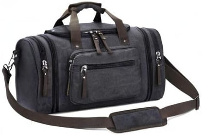 Canvas Travel Duffel Bag for Men Birthday Gifts Overnight Weekend Bag (Black)