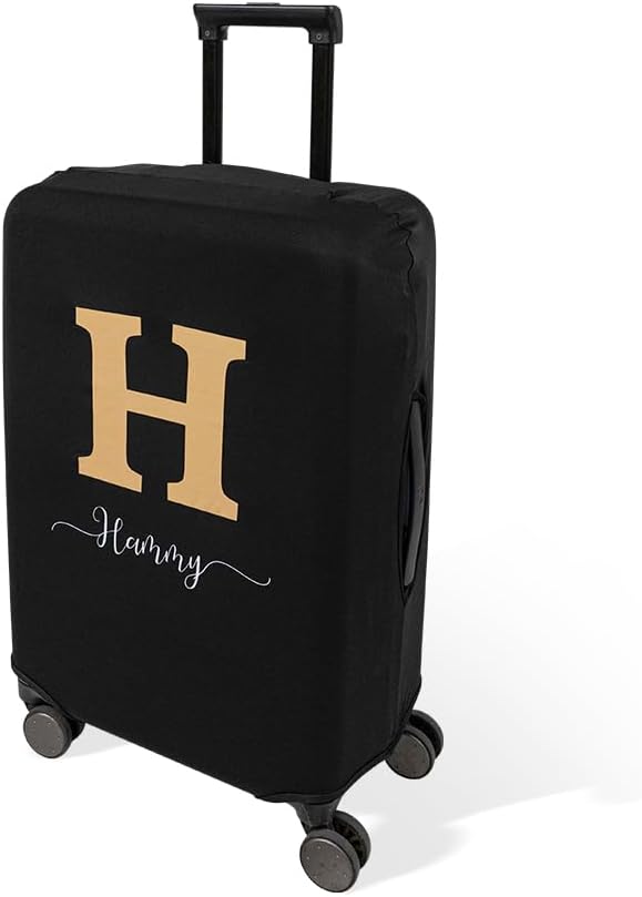 Personalised Name Luggage Cover Custom Thick Elastic Luggage Protector Scratch-Resistant with Initials Fits 18-32 Inch Suitcase Gift for Traveler